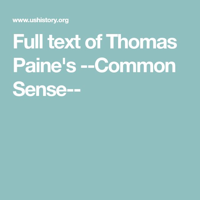 common sense thomas paine full